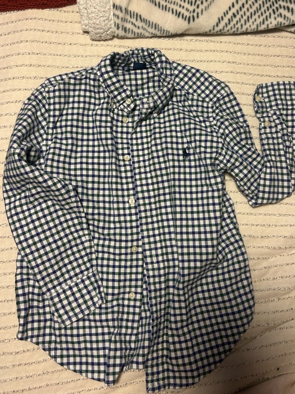 Boys Checked Button-Down Shirt - Blue & Green
